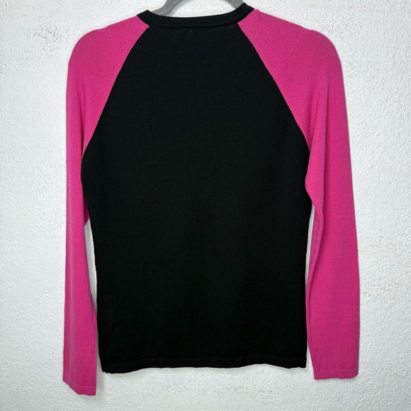525 America Y2K Hot Pink & Black ‘D’ Monogram Silk Top Preppy Tenniscore It Girl - Picture 9 of 12